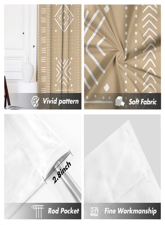 Kikiry Boho Western Curtains 42" W x 63" L Farmhouse Beige Rustic Aztec Abstract Elegant Geometric Neutral Minimalist Style Pattern Background Room Bedroom Window Drapes Treatment Fabric 1 Pair - Image 2